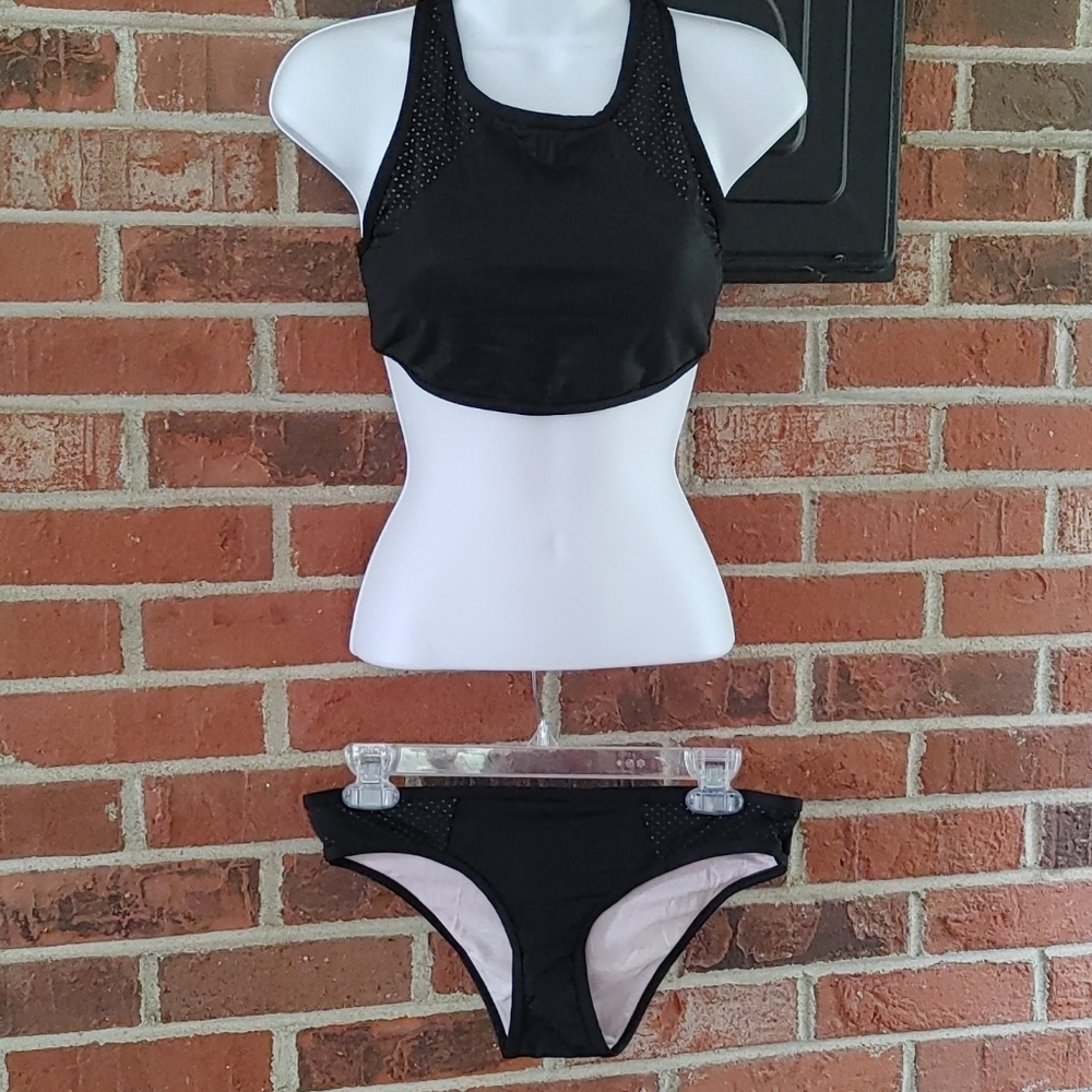 RACHEL Rachel Roy Perforated Tie Back Bikini Size S